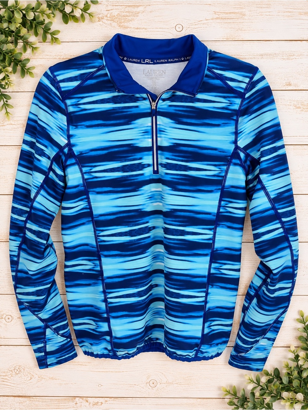 Lauren Ralph Lauren Active Blue Abstract Print Quarter Zip Pullover